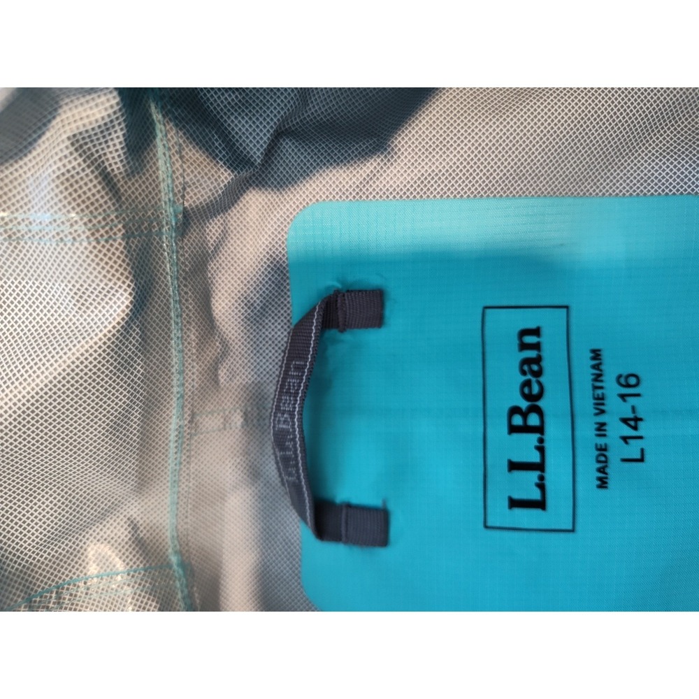 LL‎ Bean Kids Trail Model Rain Jacket Teal Aqua Blue Hooded Shell L 14-16 506502 - Picture 3 of 6